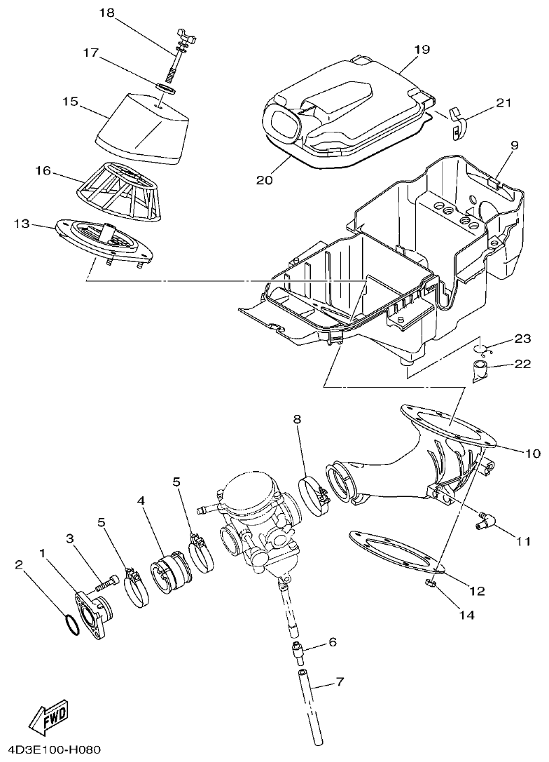 Yamaha 250RAP INTAKE parts diagram